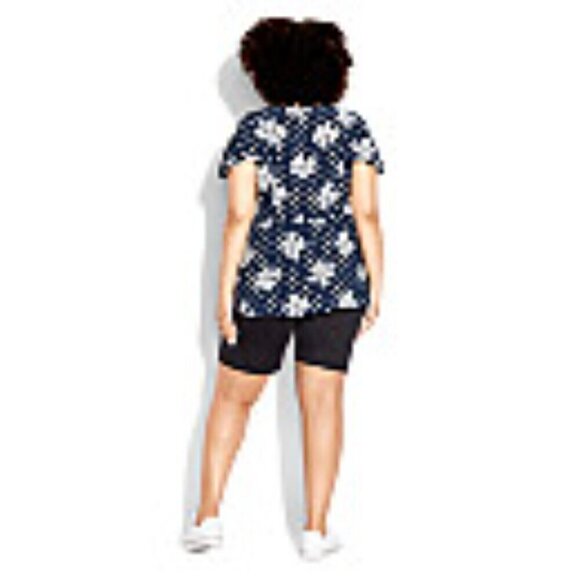 AVENUE Plus Size Kata Print Top - Blue with White - NWT - Picture 4 of 10